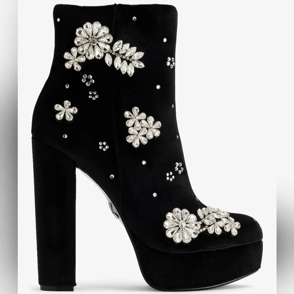 Express Black Heeled Boots with Silver Embellishments - Picture 3 of 14